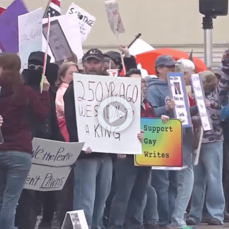 Indivisible Bangor holds protest outside of Bangor Federal Building&nbsp;Saturday