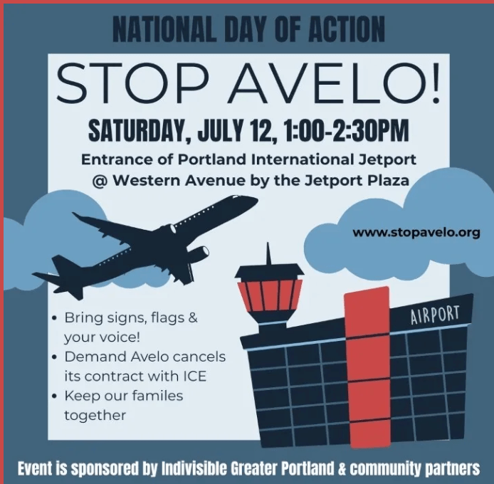 Avelo: End Your Partnership with ICE- Rally, Sat. July 12 in&nbsp;Portland